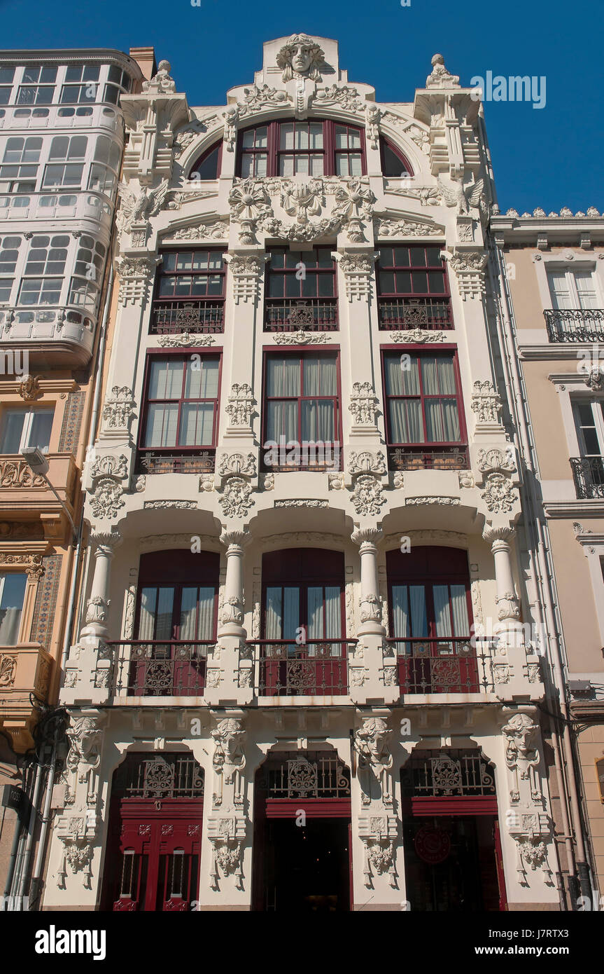 Moderne Gebäude - Jahr 1912, La Coruna, Region Galicien, Spanien, Europa Stockfoto