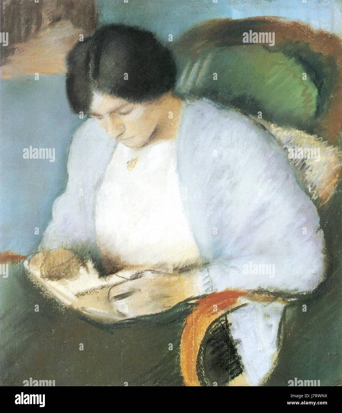 Ein Porträt von August Macke mit Elisabeth Gerhardt, das Mackes unverwechselbaren Stil in der Kunst des frühen 20. Jahrhunderts zeigt. Stockfoto