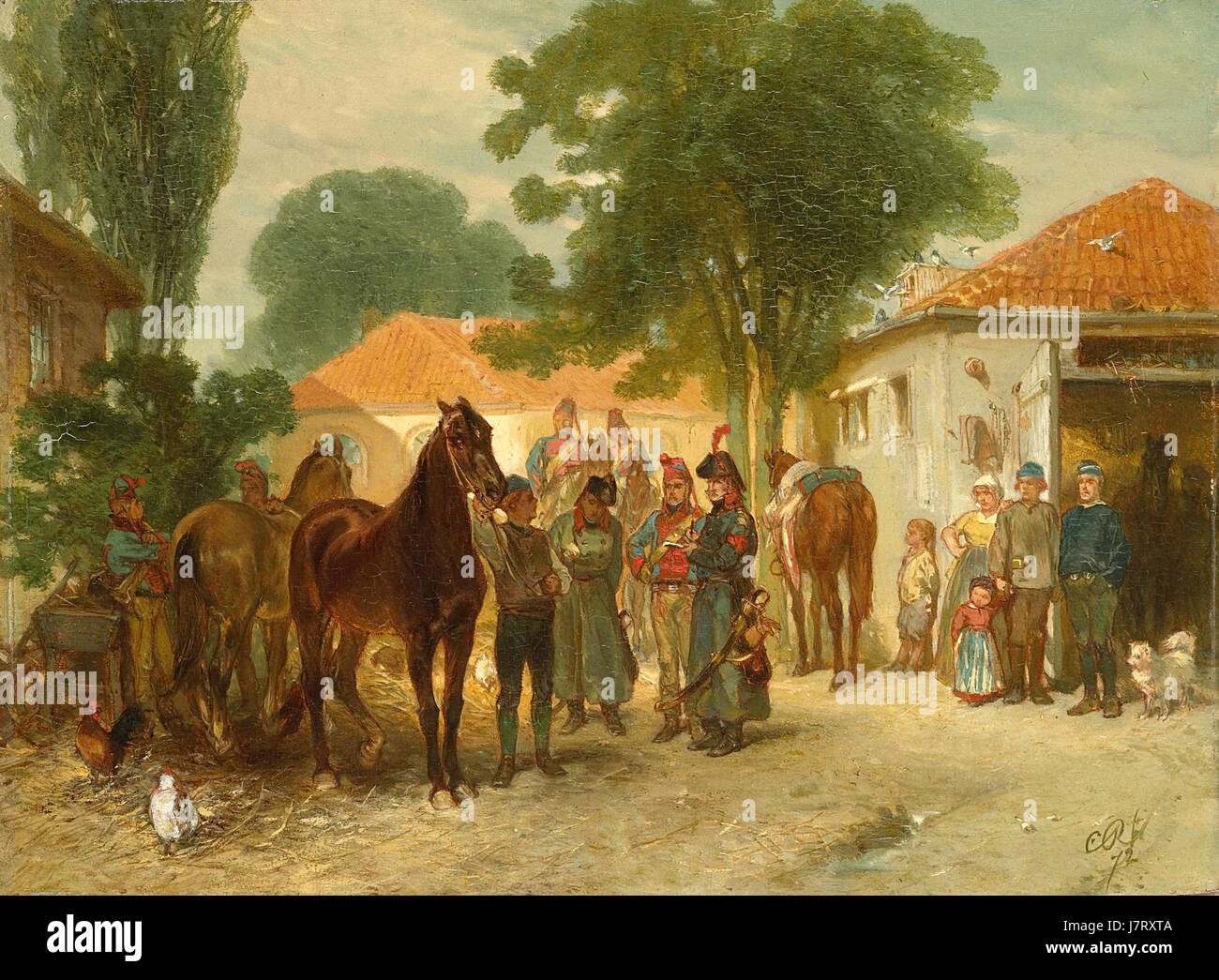 Dieses Stück von Charles Rochussen, „de requisitie“, bezieht sich wahrscheinlich auf eine Darstellung einer Requisition, möglicherweise eines militärischen oder staatlichen Antrags während des 19. Jahrhunderts, und zeigt seinen Stil und seine Technik. Stockfoto