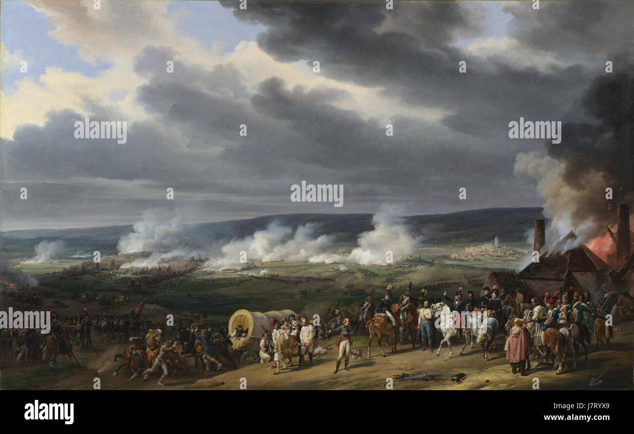 Die Schlacht von Jemappes, die am 6. November 1792 ausgetragen wurde, war ein bedeutender Konflikt während der Französischen Unabhängigkeitskriege. Die französische Armee errang einen entscheidenden Sieg über die österreichischen Streitkräfte, was einen entscheidenden Moment im Krieg bedeutete und Frankreichs Position in Europa festigte. Stockfoto