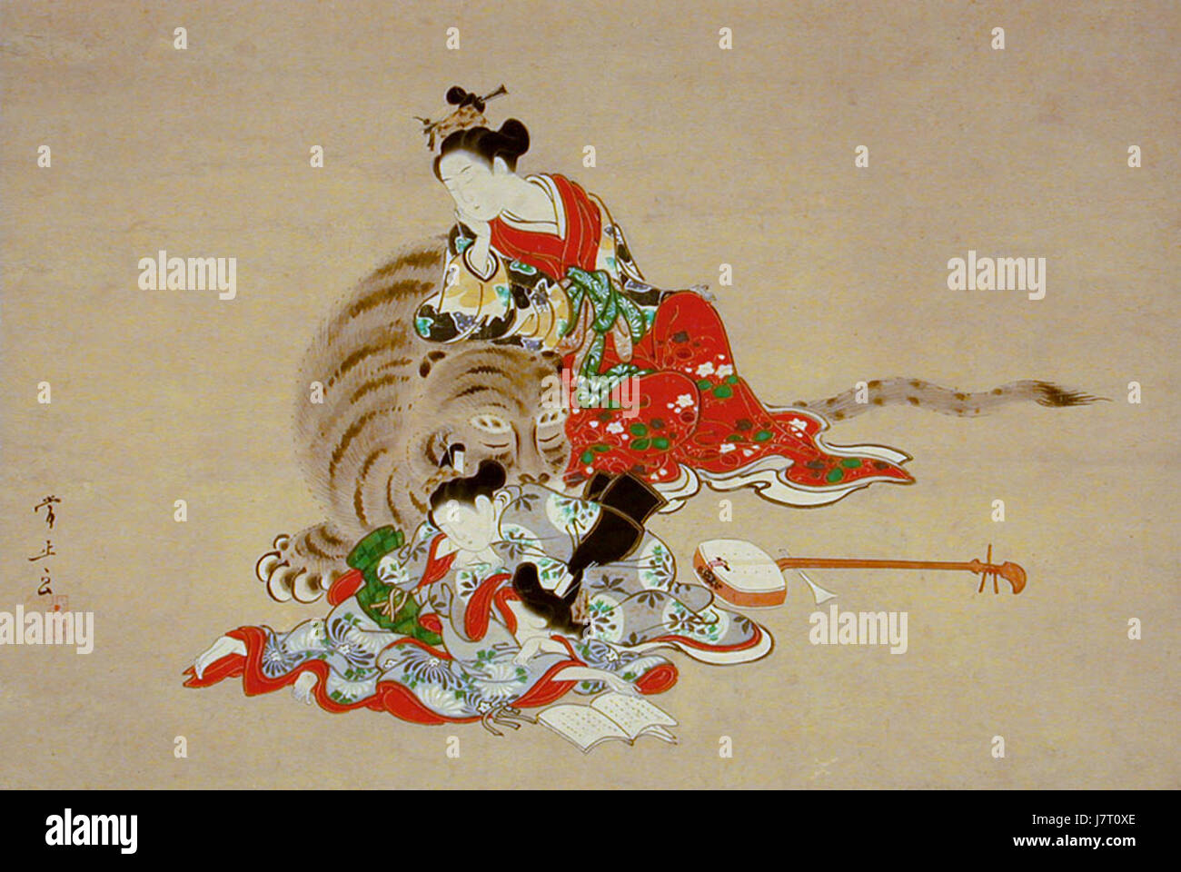 "Die vier Schläfer Japan' von Kawamata Tsunemasa, c. 1745 Stockfoto