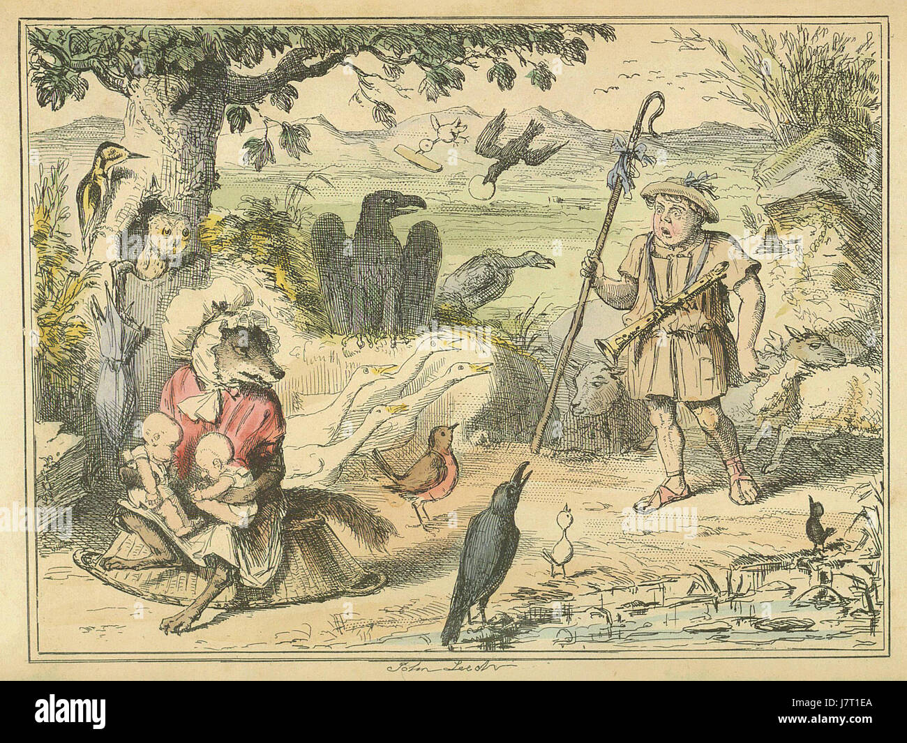Comic-Geschichte von Rom Tabelle 01 Romulus und Remus, die von einem sanften Hirten entdeckt Stockfoto