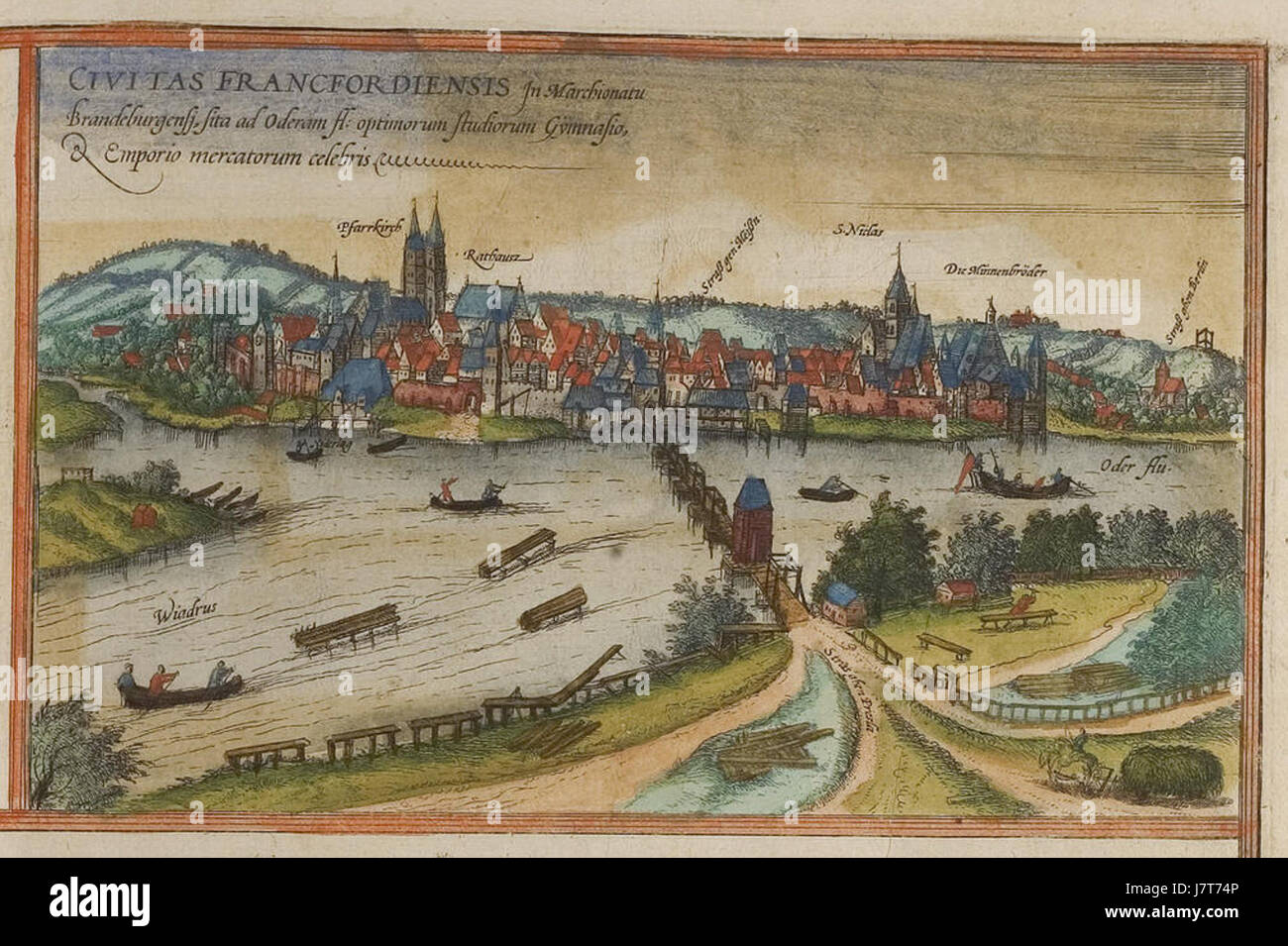 Dieses Bild zeigt einen Blick auf Frankfurt an der oder, eine Stadt in Deutschland. Sie zeigt die städtische Landschaft und unterstreicht möglicherweise ihre historische Bedeutung und Entwicklung im Laufe der Zeit. Stockfoto