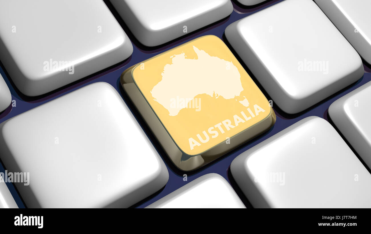 Tastatur-Land wichtigsten australischen Ozeanien Realty Boden Atlas Karte der Welt Stockfoto