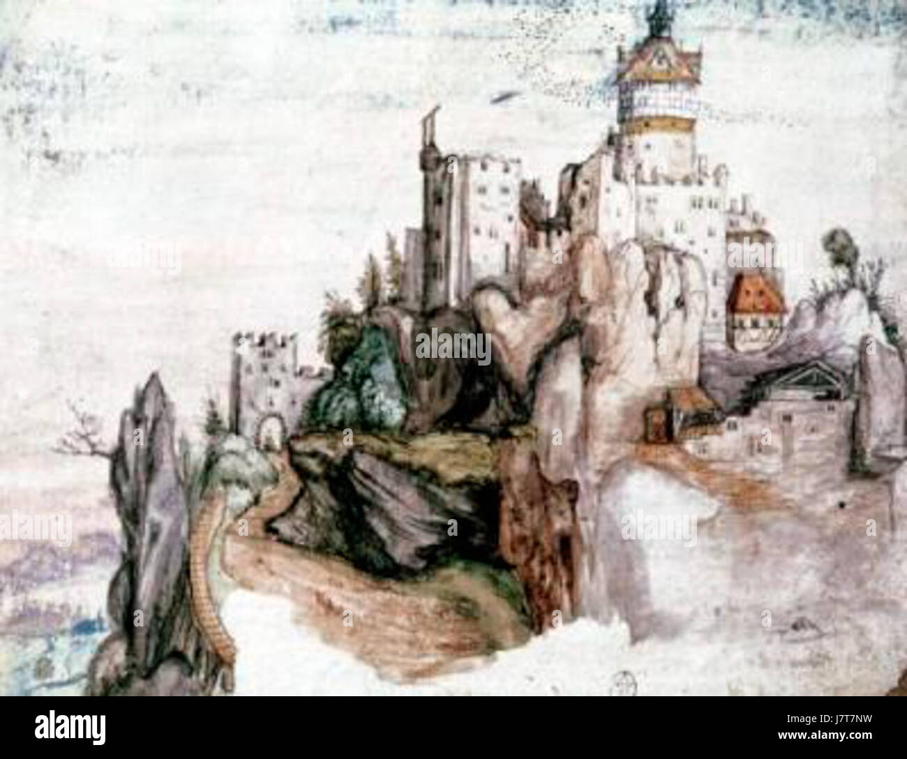 Schloss Durer bezieht sich auf eine historische Burg, die mit dem Künstler Albrecht DÃ¼rer in Verbindung gebracht wurde. Das Gebäude repräsentiert mittelalterliche Architektur und ist mit DÃ¼rerâ Werken und Einfluss in der europäischen Kunstgeschichte verbunden. Es ist eine bedeutende Kulturstätte, die die Kreuzung von Kunst und architektonischem Erbe zeigt. Stockfoto