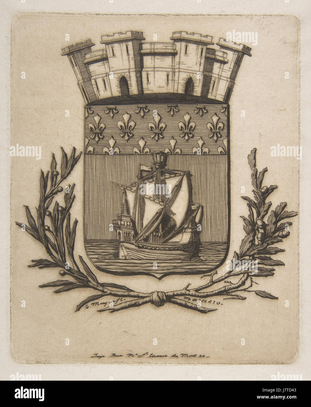 Charles Meryon, Wappen als Symbol für die Stadt Paris, 1854 Stockfoto