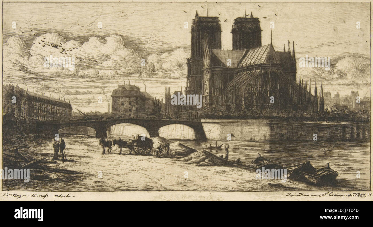 Charles Meryon, die Apsis der Notre-Dame, Paris, 1854 II Stockfoto