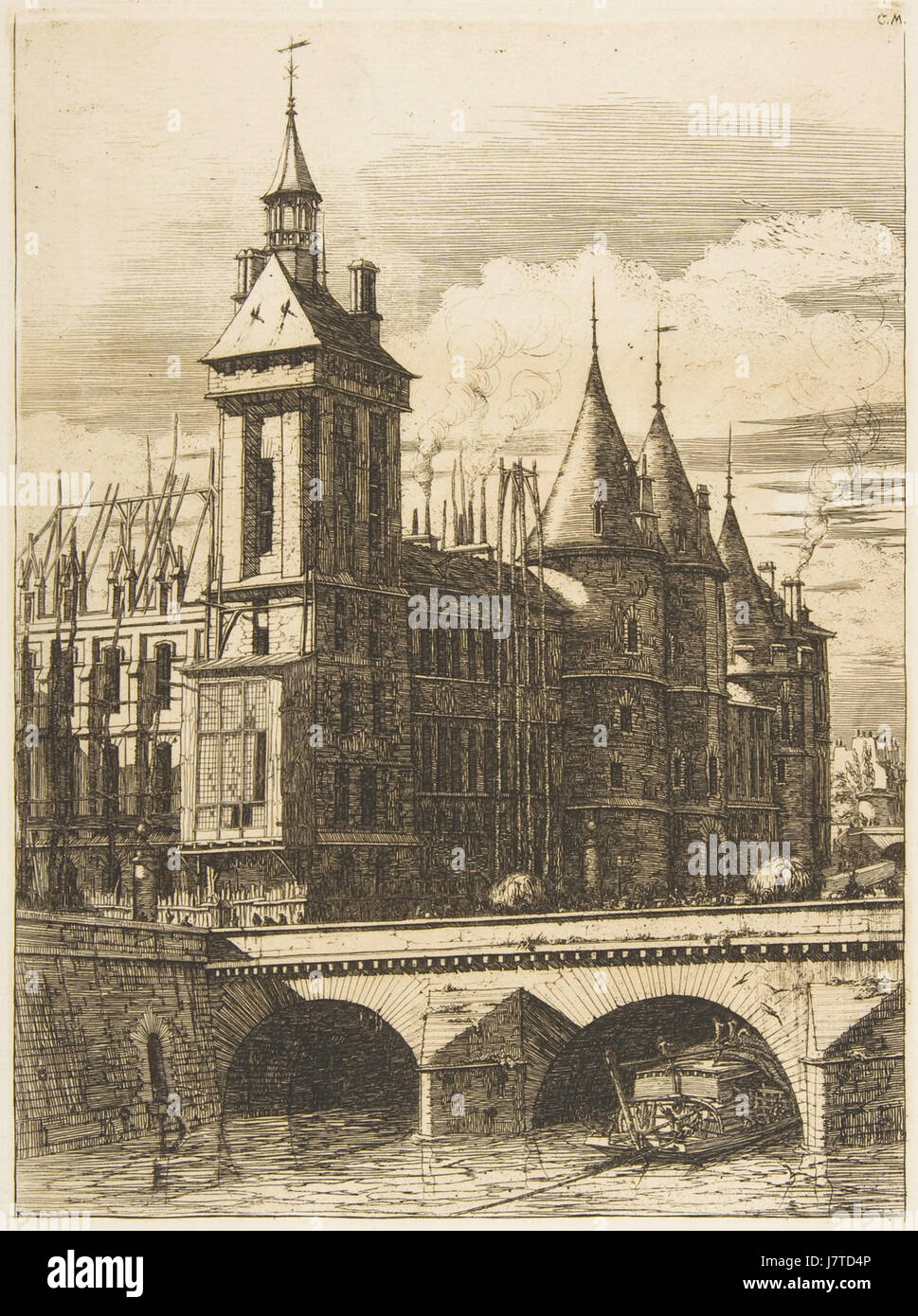 Charles Meryon, der Uhrturm, Paris, 1852 Stockfoto
