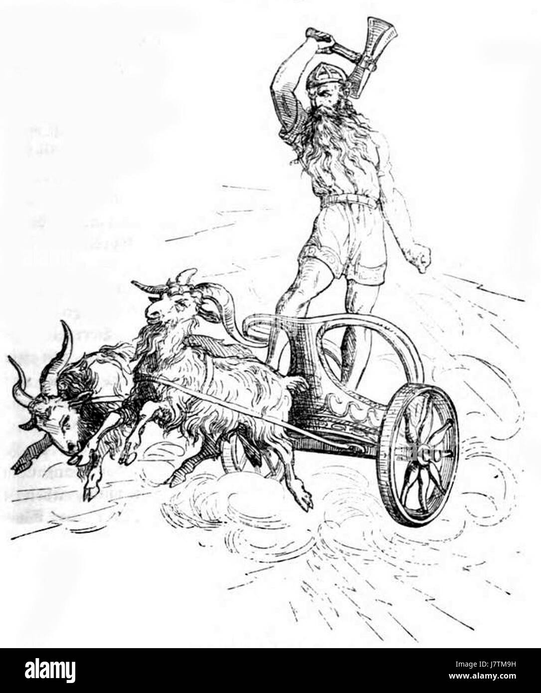 Das festliche Jahr ist ein Werk, das sich mit den jährlichen Feiern von Göttern, insbesondere Thor oder Thunar, befasst. Diese Arbeit hebt die kulturelle und mythologische Bedeutung dieser Figuren auf verschiedenen Festivals hervor. Stockfoto