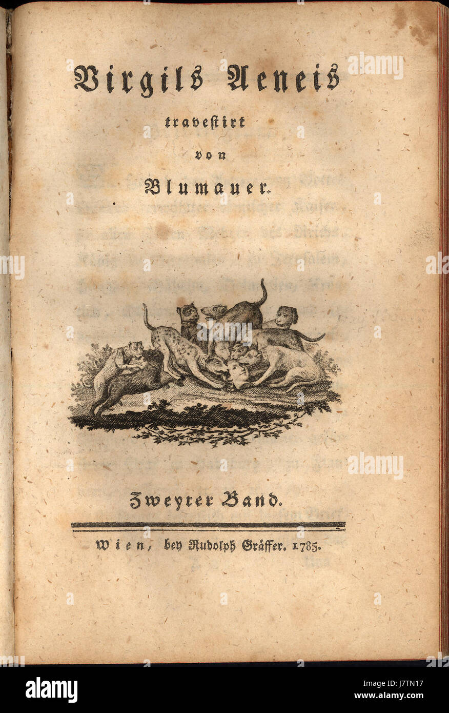 Blumauer, Virgils Aeneis Travestiert, Vol. 2 (Wien 1785), Titelseite Stockfoto