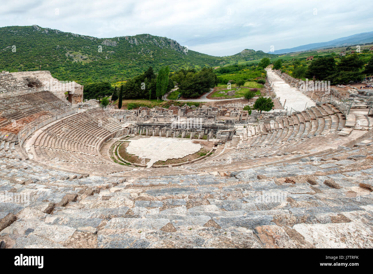 Ruinen des römischen Theaters in Ephesos, Ägäis, Türkei. Stockfoto