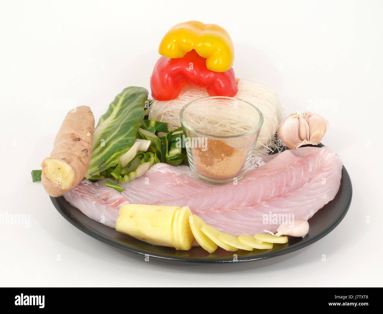 Zutaten für asiatische Fisch-curry Stockfoto