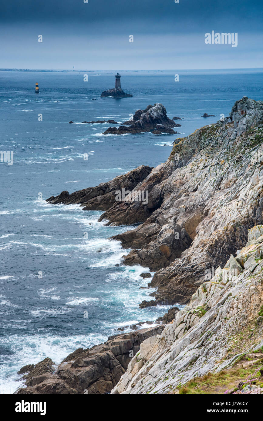 Pointe du Raz Cape, Leuchttürme Bretagne, Frankreich Stockfoto