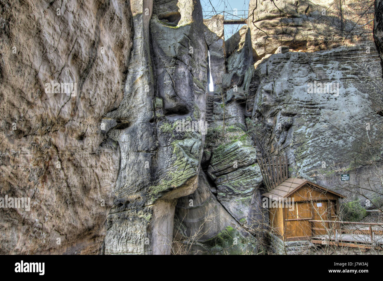 Ruinen von den Felsen Burg Drabske Svetnicky, Böhmisches Paradies, Tschechische Republik Stockfoto