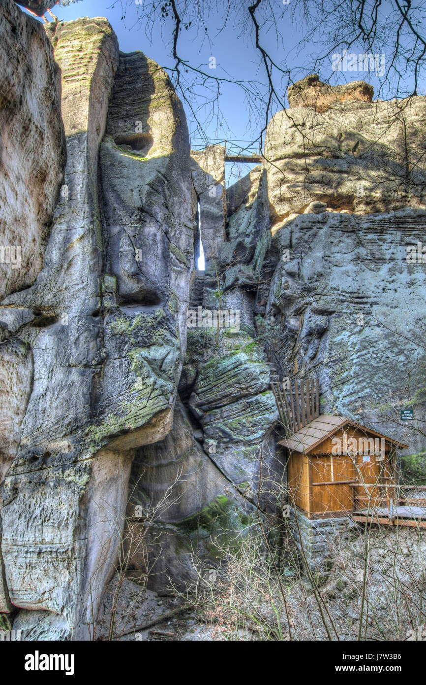 Ruinen von den Felsen Burg Drabske Svetnicky, Böhmisches Paradies, Tschechische Republik Stockfoto