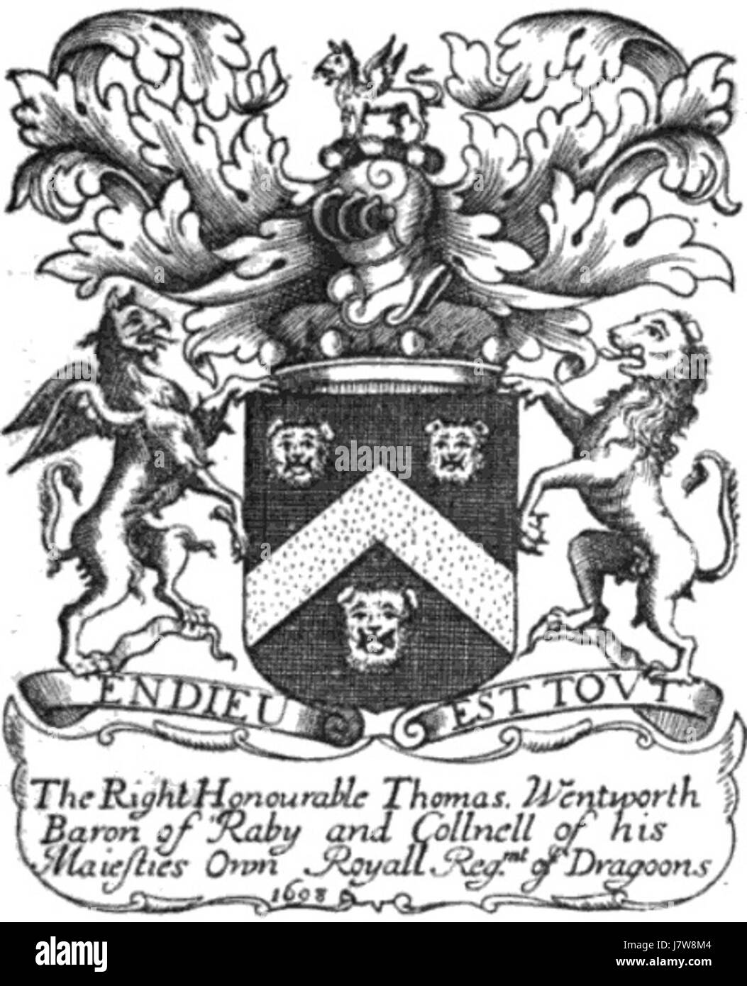 Dieses Heft gehörte Thomas Wentworth, 1. Earl of Strafford, auch bekannt als Thomas Wentworth, Baron Raby. Er war ein englischer Staatsmann im 17. Jahrhundert und spielte eine bedeutende Rolle in der englischen Politik während der Regierungszeit von König Karl I. Stockfoto