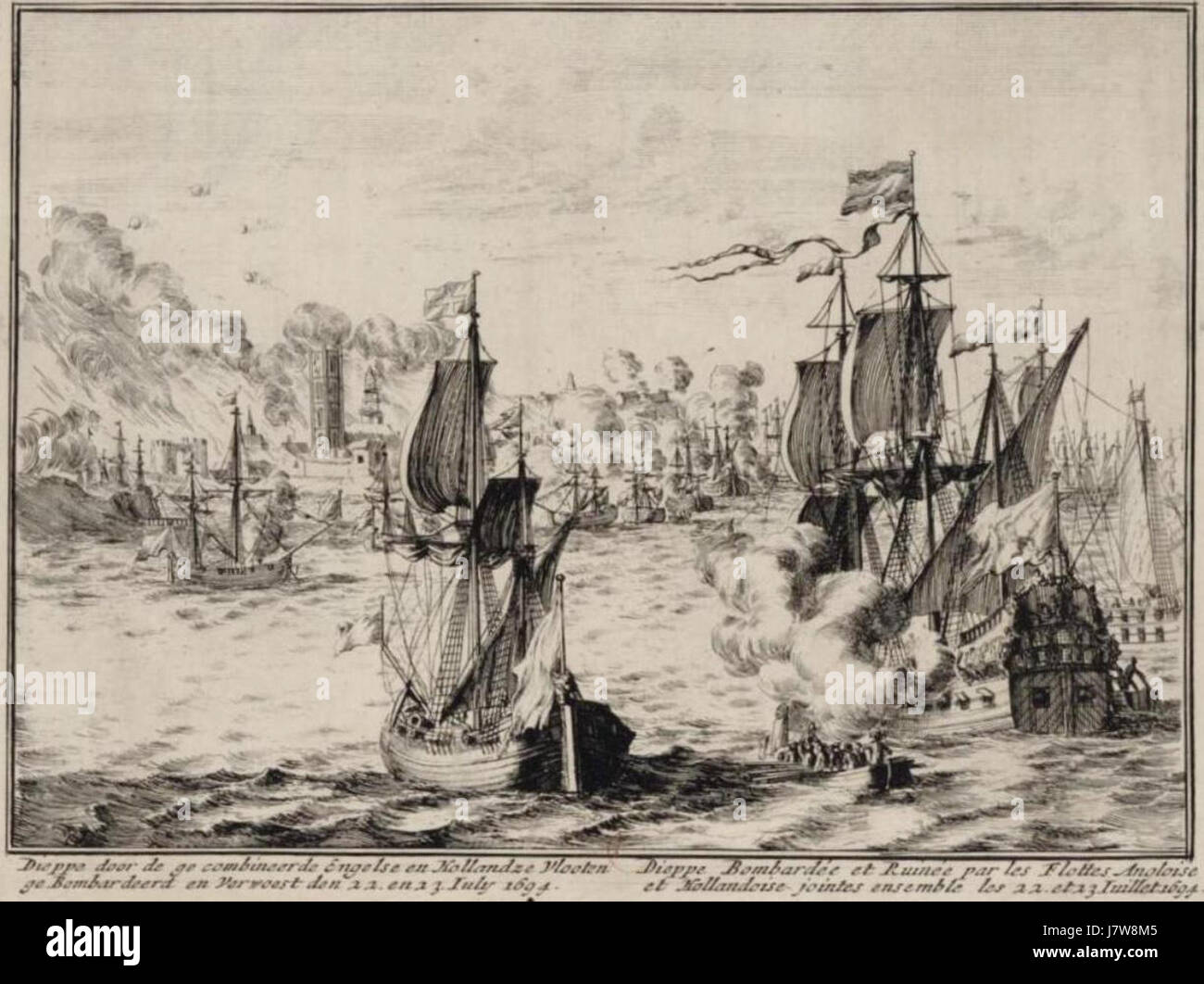 Bombardierung de Dieppe En 1694 Stockfoto