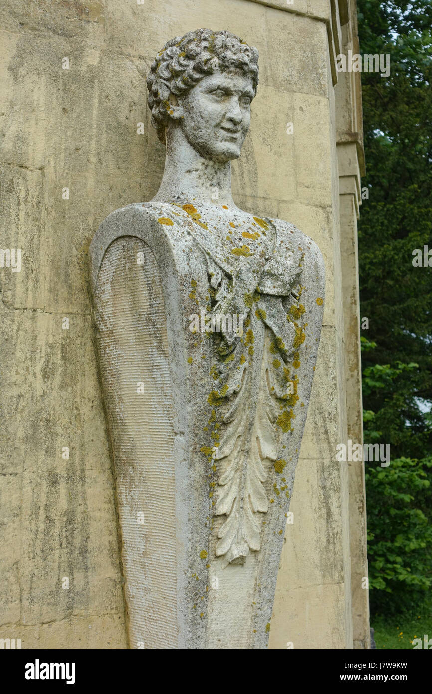 Bust of the Fane of Pastoral Poetry in Stowe in Buckinghamshire, England, eine historische Skulptur, die das ideal der Pastoral Poesie repräsentiert. Stockfoto