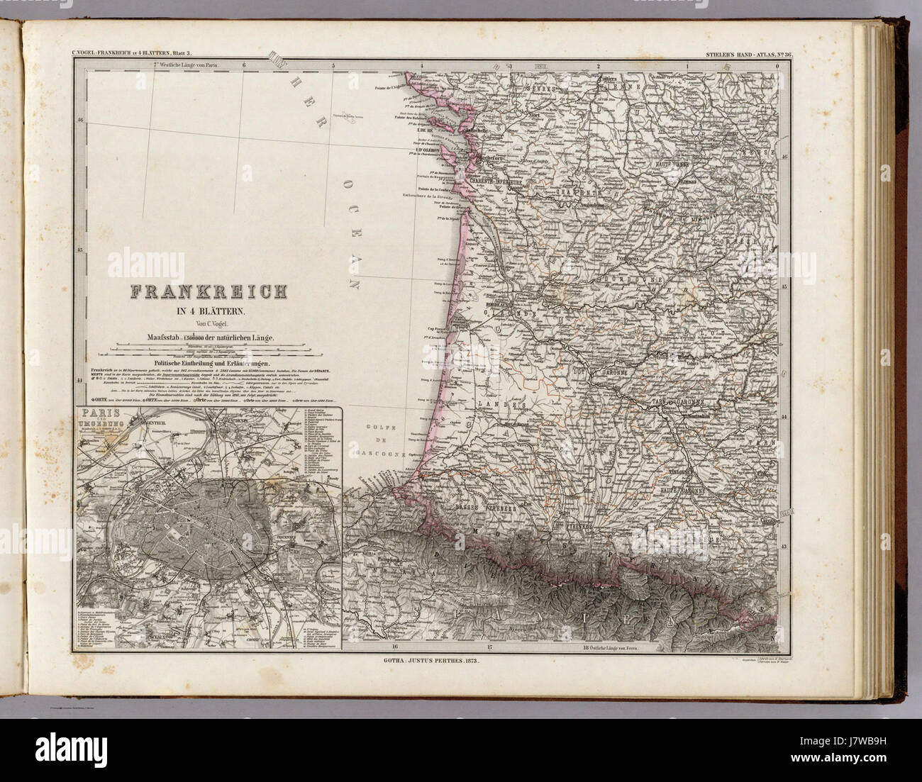 Adolf Stieler, Frankreich In 4 Blattern. Blatt 3, 1875 David Rumsey Stockfoto