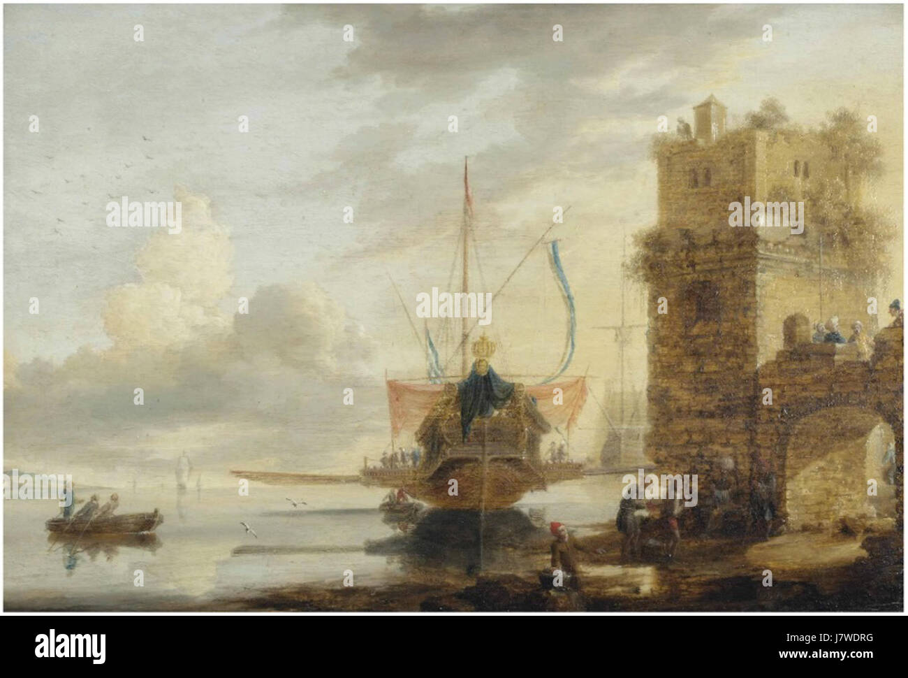 Bonaventura Peeters (II) A Zustand Galeere im Hafen für eine befestigte Stadt Stockfoto