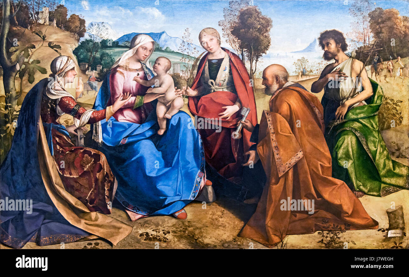 Accademia Sposalizio di Santa Caterina con ich Santi Pietro e Giovanni Battista di Boccaccio Boccaccino Rosa Stockfoto