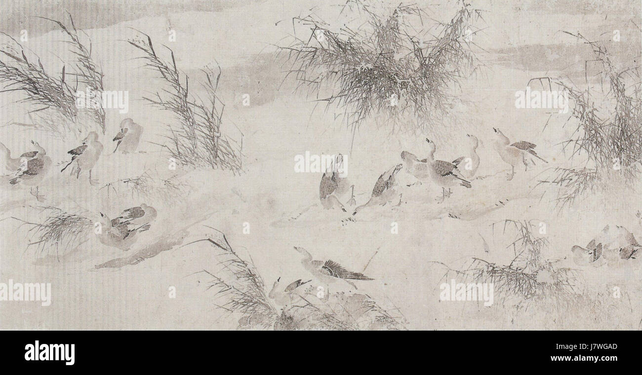 "Die hundert Gänse", traditionell zugeschrieben Ma Fen, nördlichen Song-Dynastie, Pergamentrolle, Tusche auf Papier, Honolulu Museum of Art Stockfoto