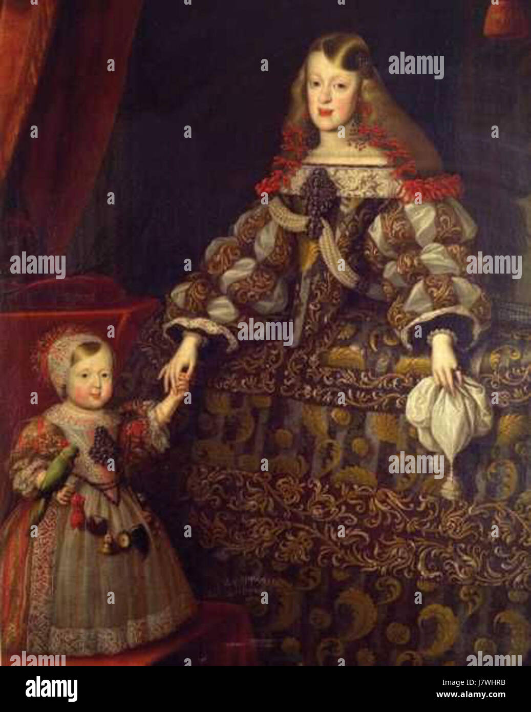 Die Margarita aus dem Jahr 1671 ist ein historisches Kunstwerk, das eine Figur namens Margarita darstellt, möglicherweise eine prominente Persönlichkeit dieser Zeit. Das Kunstwerk spiegelt die künstlerischen Stile des späten 17. Jahrhunderts wider und fängt die Mode und Ästhetik dieser Zeit ein. Stockfoto