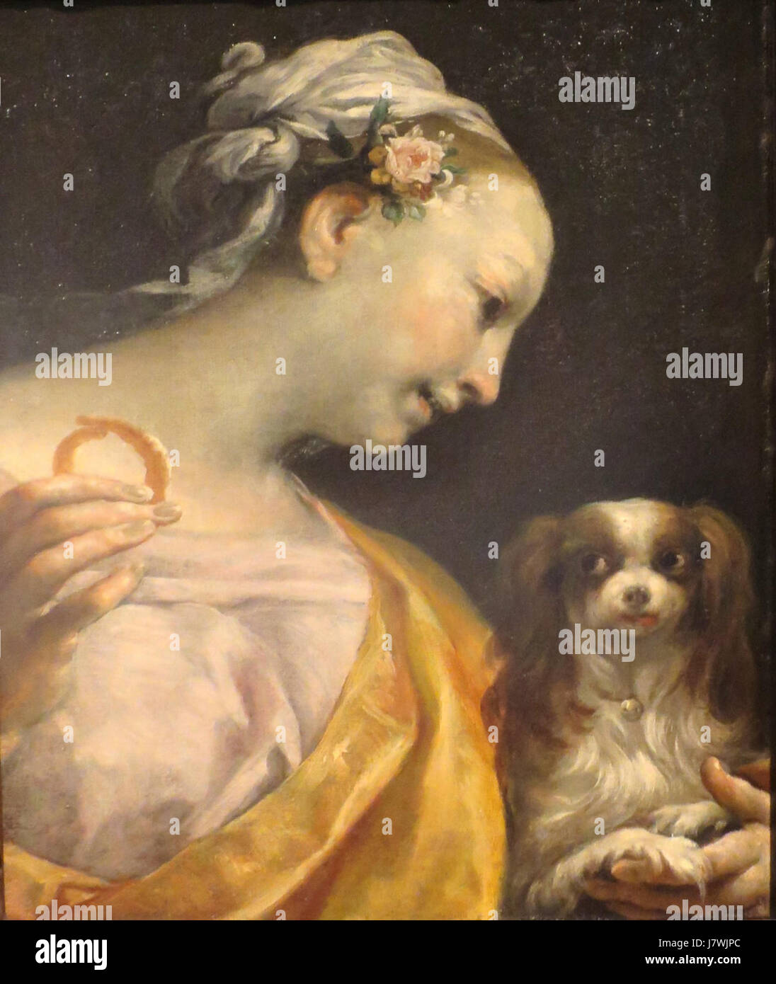 "Einer Dame mit Hund" von Giuseppe Maria Crespi, c. 1690 1700 Stockfoto