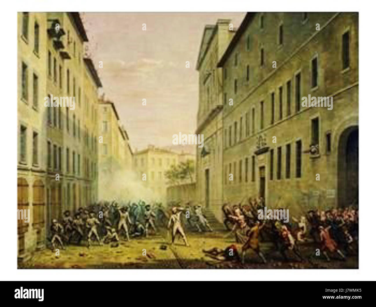 Der Tag der Fliesen (journÃ des Tuiles) war ein wichtiges Ereignis während der Französischen Revolution im Jahr 1788, bei dem Demonstranten in Grenoble mit Soldaten zusammenstießen, was eine bedeutende frühe Rebellion gegen die königliche Autorität bedeutete. Stockfoto
