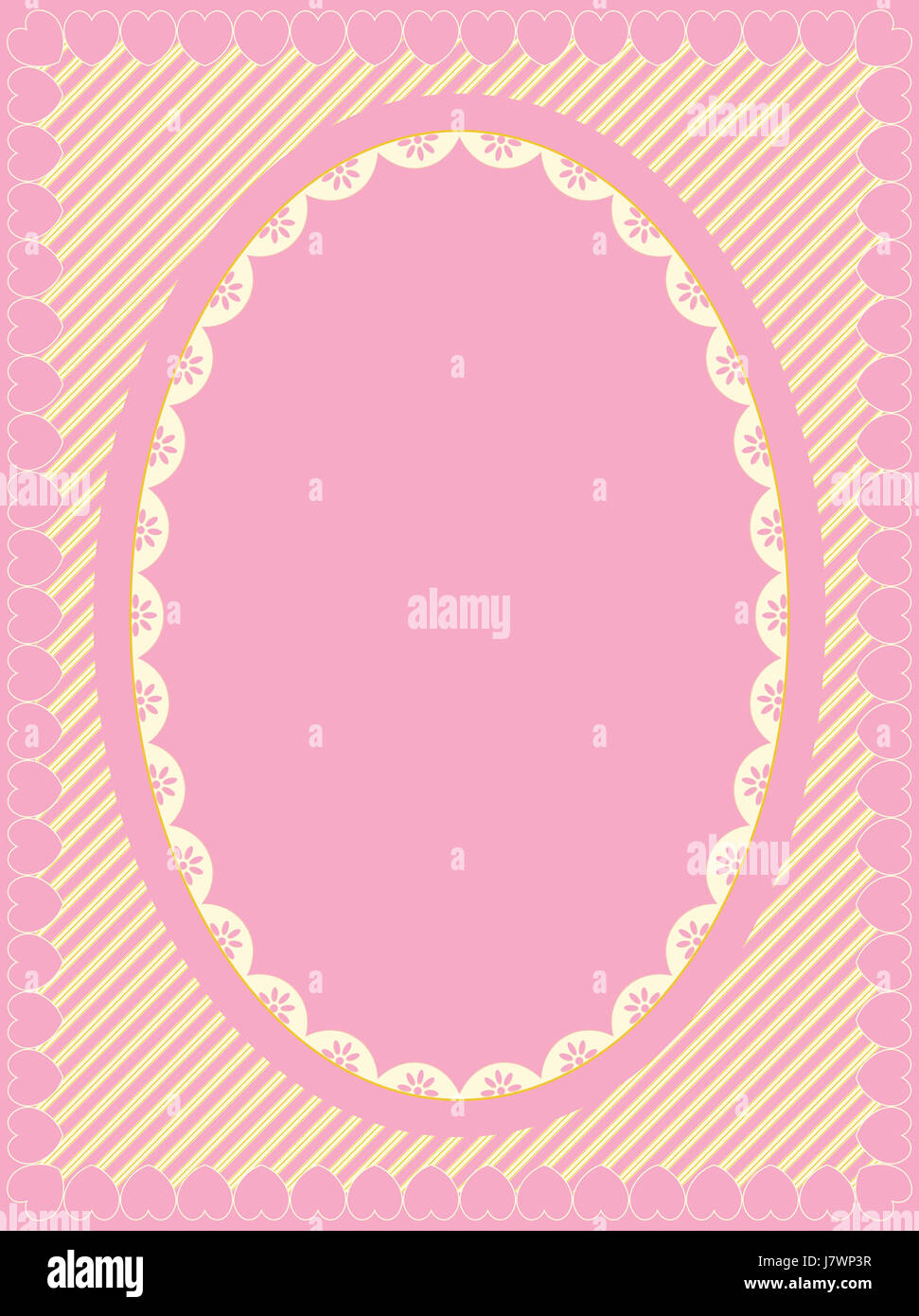 Frame Valentine Herzen Rahmen rosa Streifen Streifen Grenze Raum Emblem Grafik Stockfoto