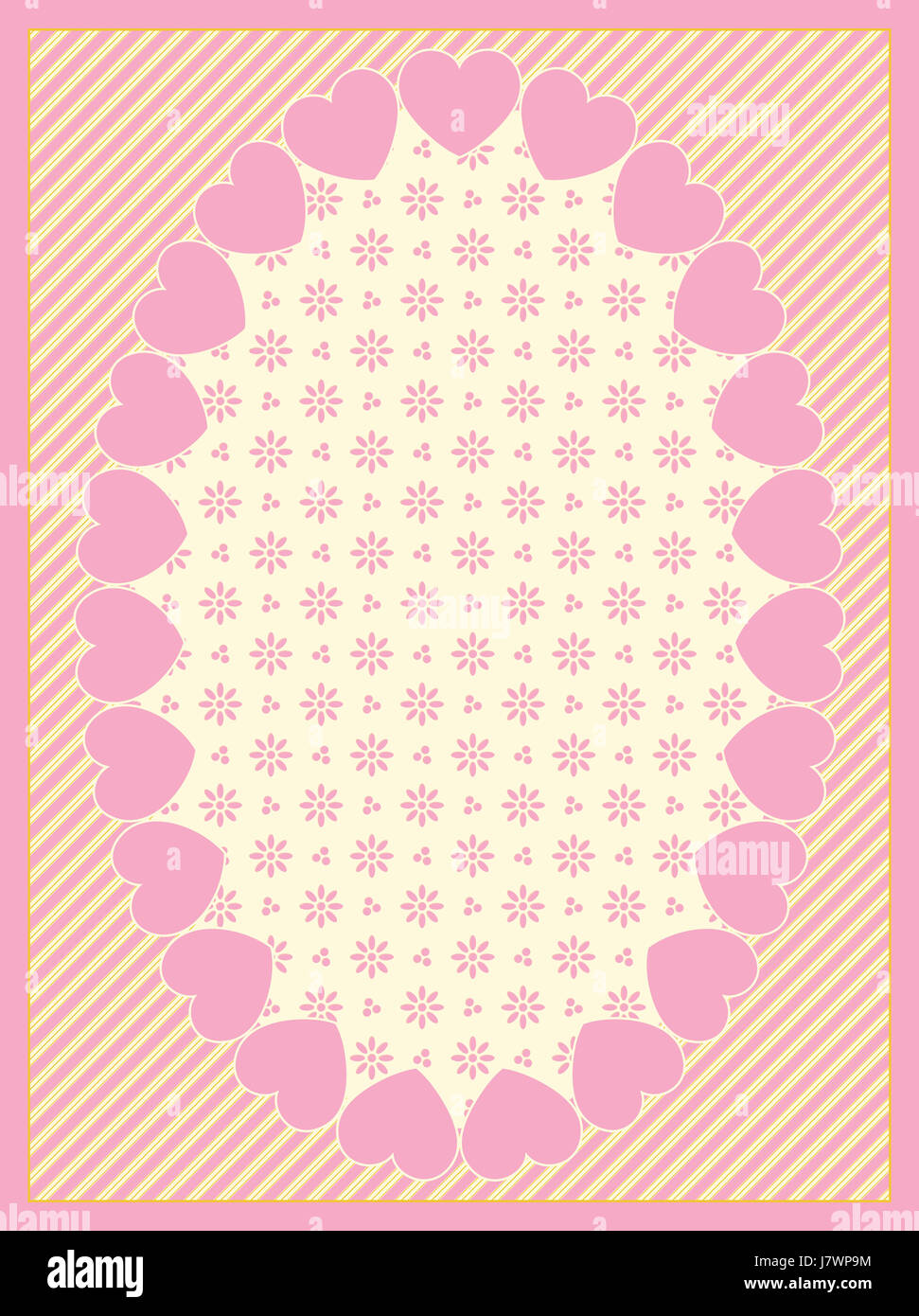 Frame Valentine Herzen Rahmen rosa Streifen Streifen Grenze Raum Emblem Grafik Stockfoto