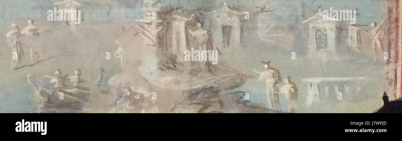 Diese Sammlung von Landschaftsgemälden mit Bacchus-Thema beschäftigt sich mit der mythologischen Figur von Bacchus, dem Gott des Weins, der Freude und der Fruchtbarkeit, dargestellt in verschiedenen natürlichen Umgebungen. Stockfoto