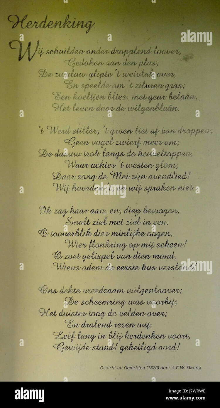20150522 Herdenking Gedicht Staring Stockfoto