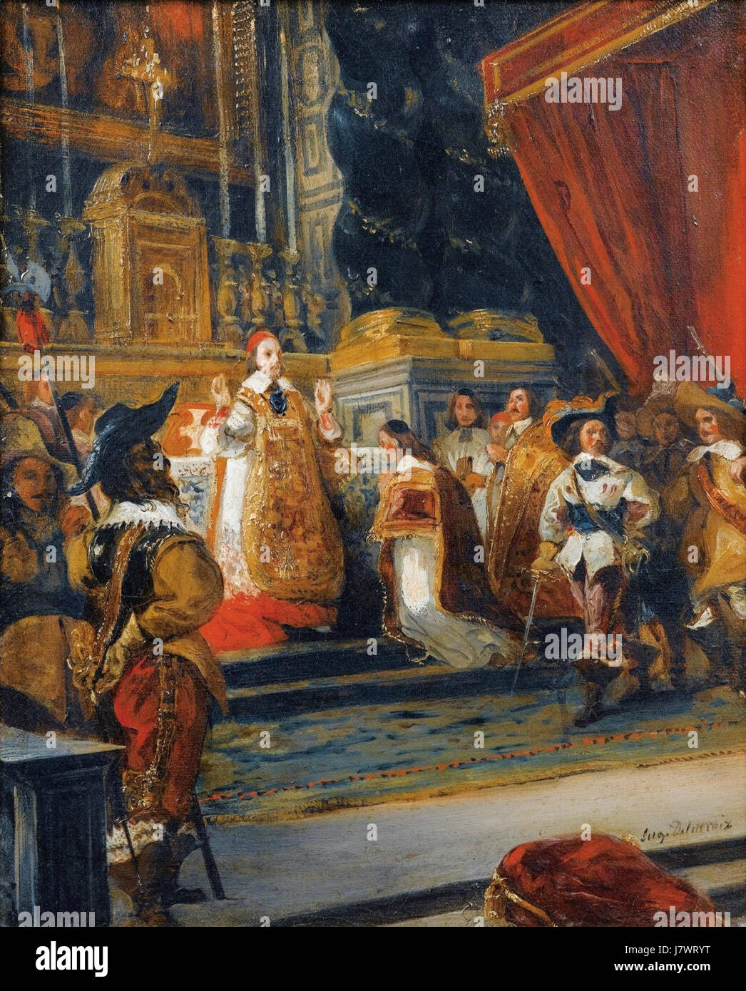"Kardinal Richelieu sagen Messe in der Kirche des Palais Royal" von Delacroix Stockfoto