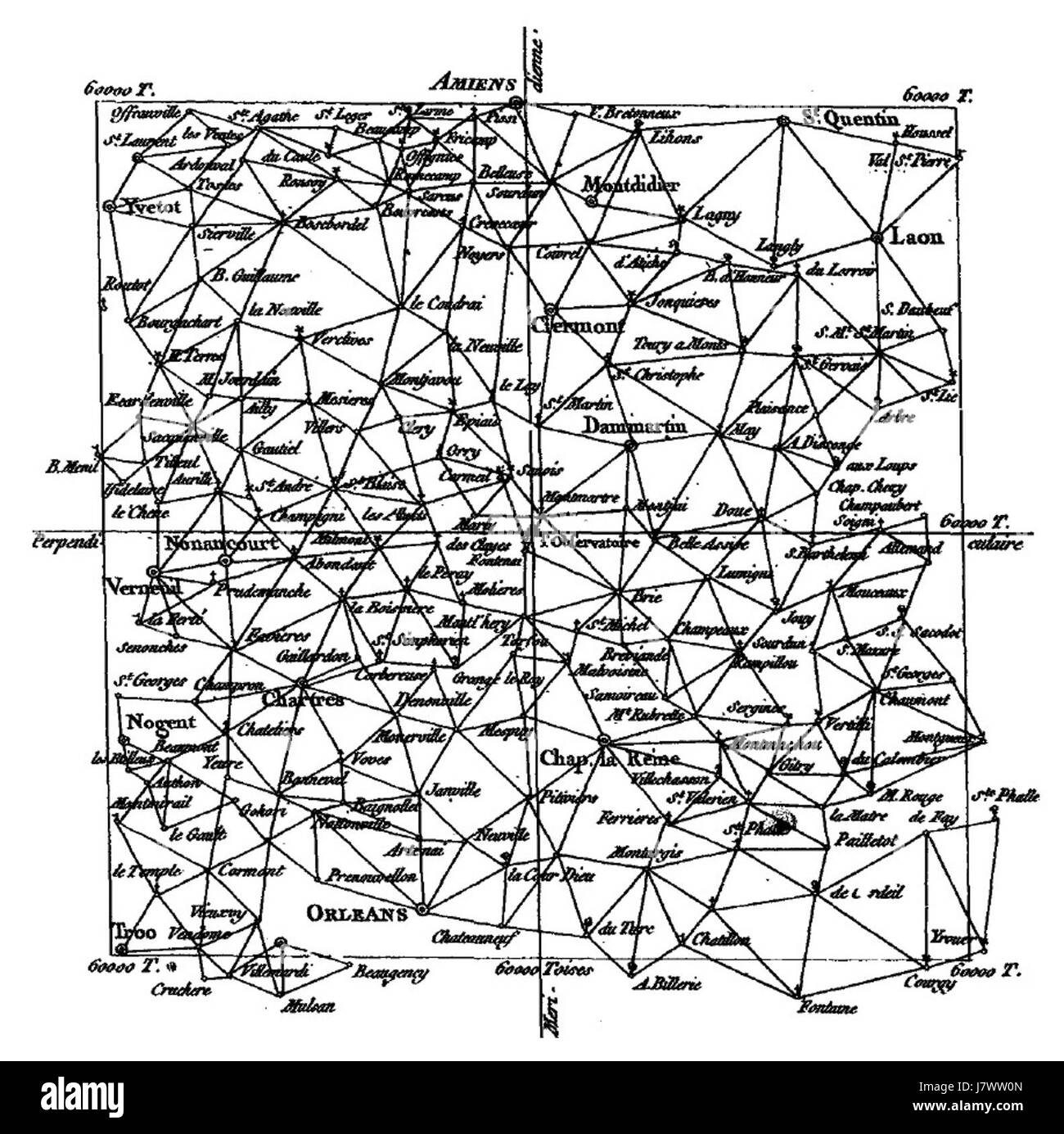 Dieses Dokument bezieht sich auf eine historische Aufzeichnung aus dem Jahr 1751, die den Transport von 60.000 Tonnen Material in Paris mit Einzelheiten zu den Materialarten und ihren Bestimmungsorten im Jahr 1756 beschreibt. Stockfoto