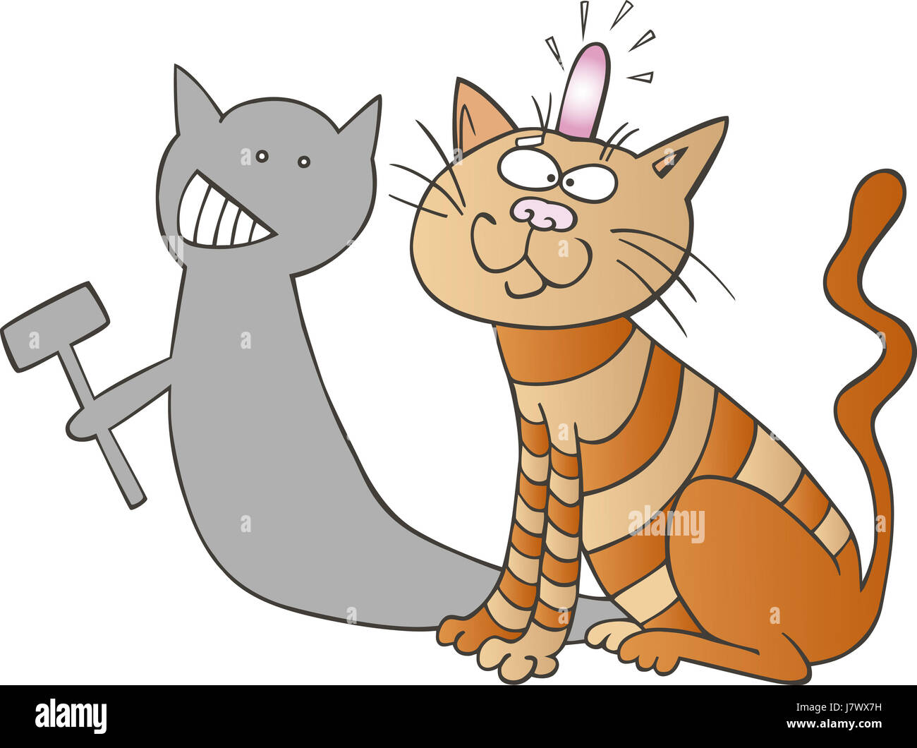 Haustier Abbildung Punsch Cartoon Pussycat Katze Hauskatze Entzücken Schatten comics Stockfoto