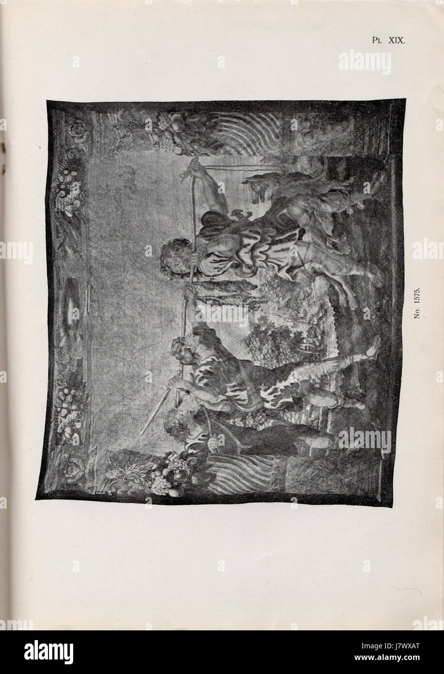 Dieser Druck aus der Sammlung von F.W. Ross zeigt neben Werken von A. Durand aus Paris detaillierte Stiche aus dem 19. Jahrhundert, die eine historische oder künstlerische Szene auf Platte XIX veranschaulichen. Stockfoto