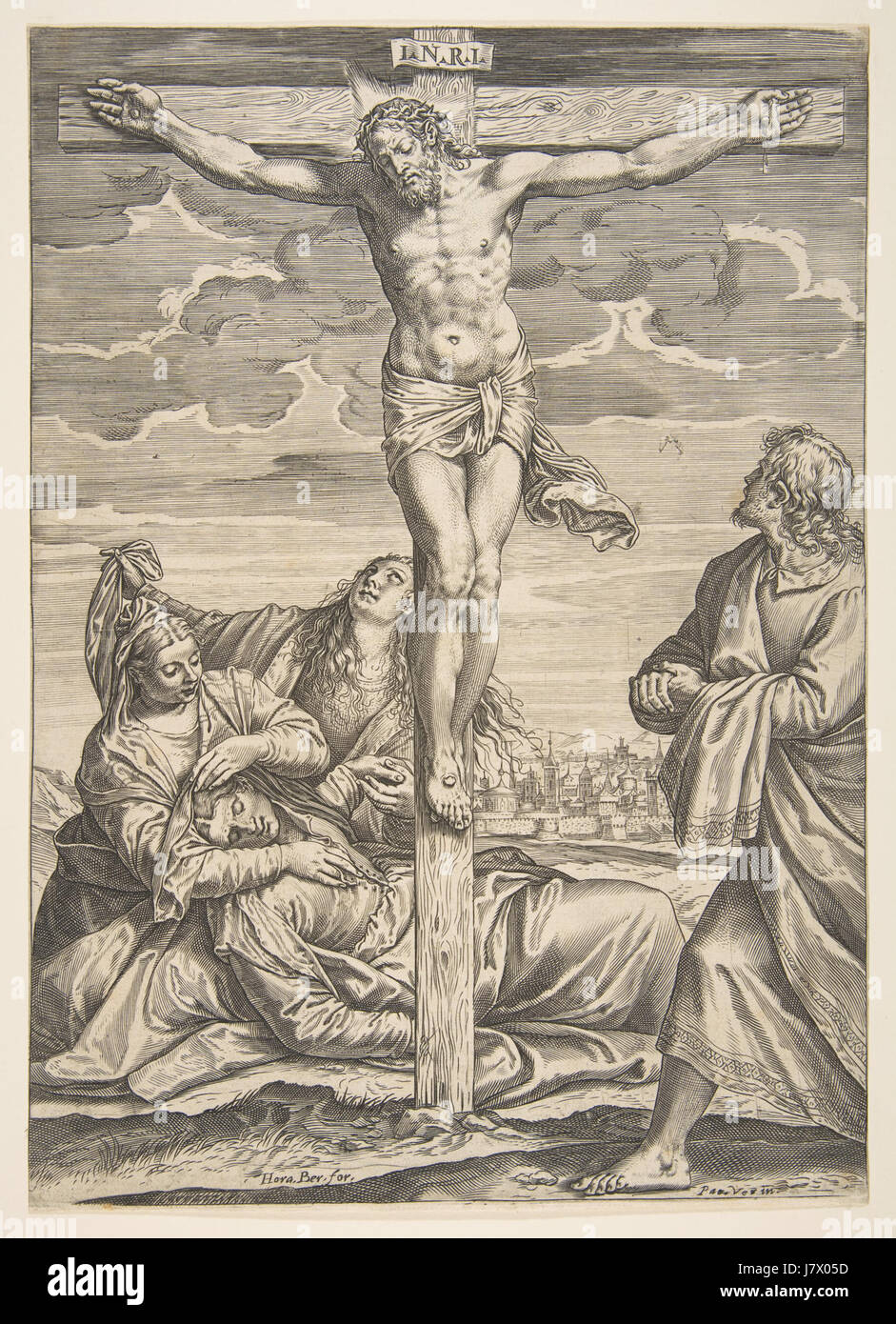 Agostino Carracci, Kreuzigung nach Paolo Veronese Stockfoto