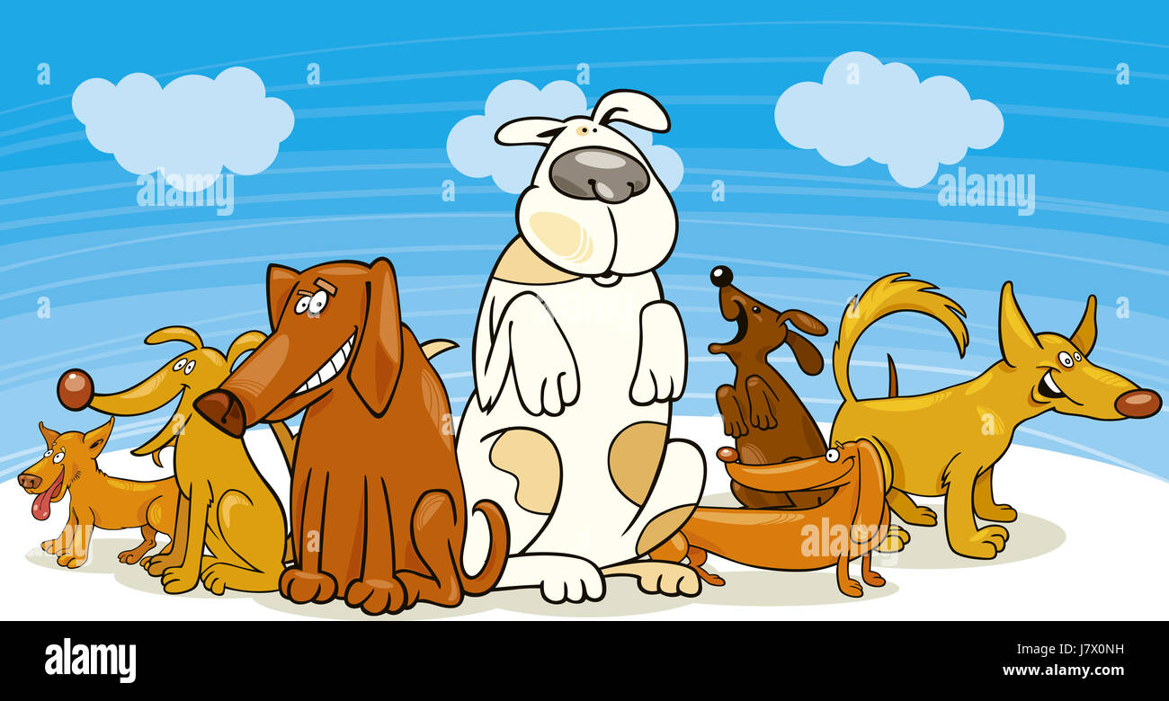 Haustier Hund Abbildung lustige Hunde Cartoon Gruppe Comics Lachen Lachen  Lachen Stockfotografie - Alamy