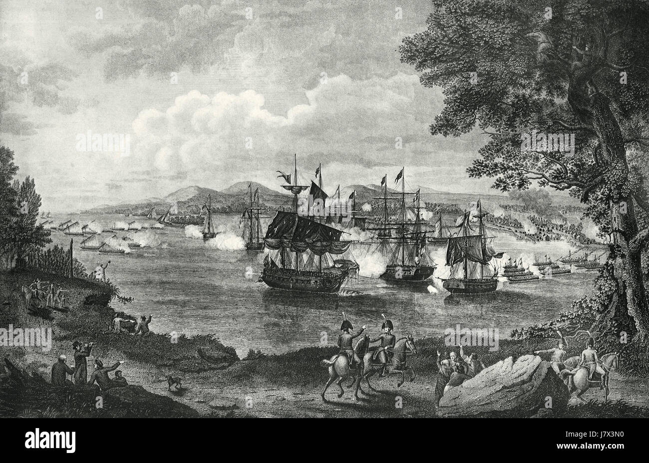 MacDonoughs Sieg auf See Champlain während des Krieges von 1812 Stockfoto