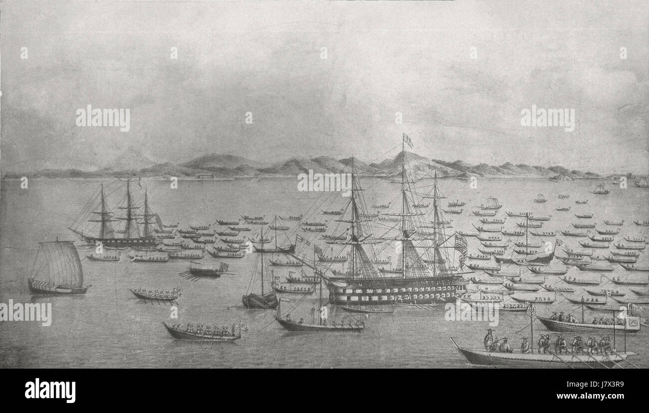 Der Columbus und der Vincennes in Japan im Jahre 1846 Stockfoto