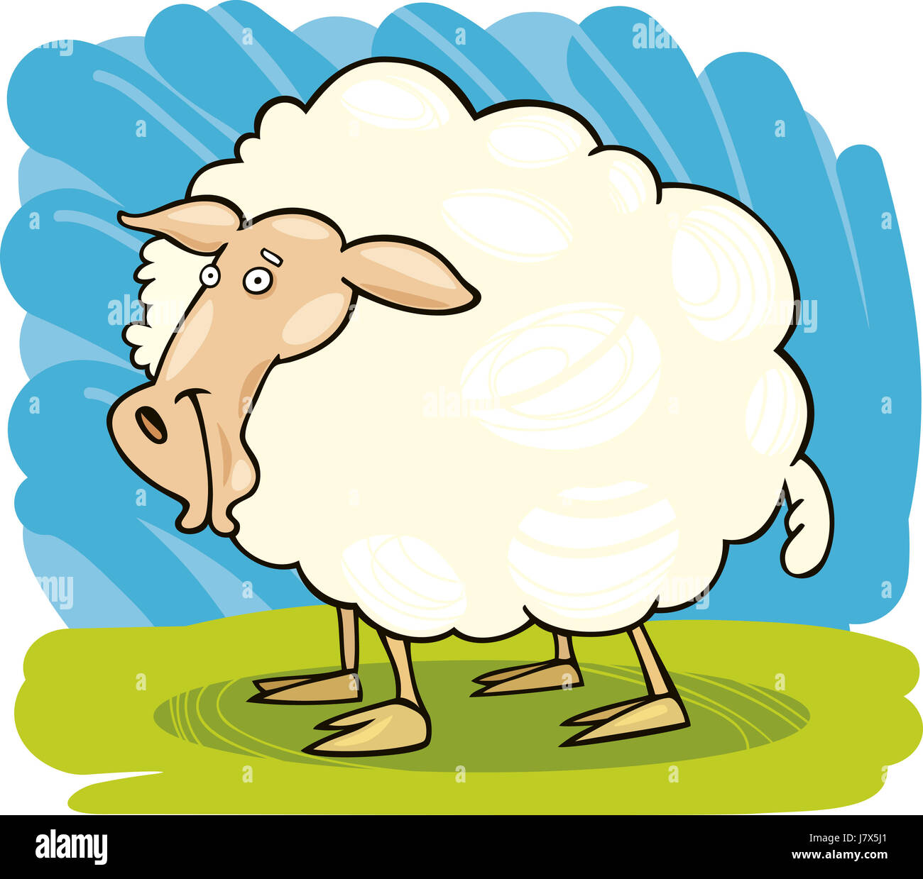 Schafe Wolle Abbildung Bauernhof lustige Weide Cartoon Comic Lachen Lachen  Lachen Stockfotografie - Alamy