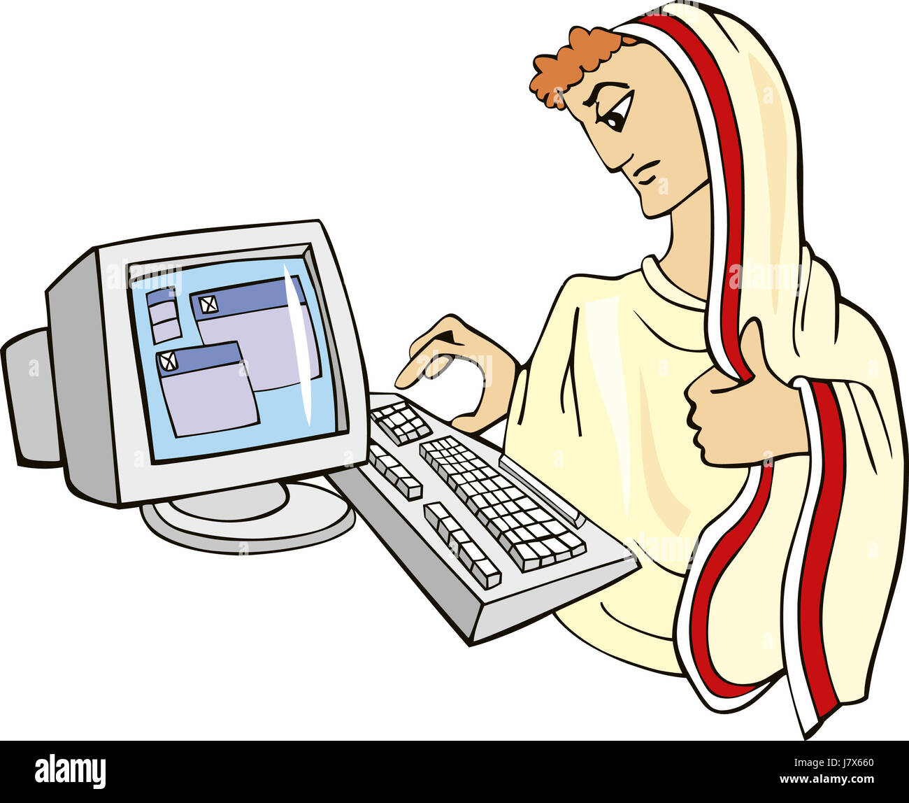 Abbildung Technologie Programmierer Cartoon antiken Arzt Arzt medizinische Stockfoto