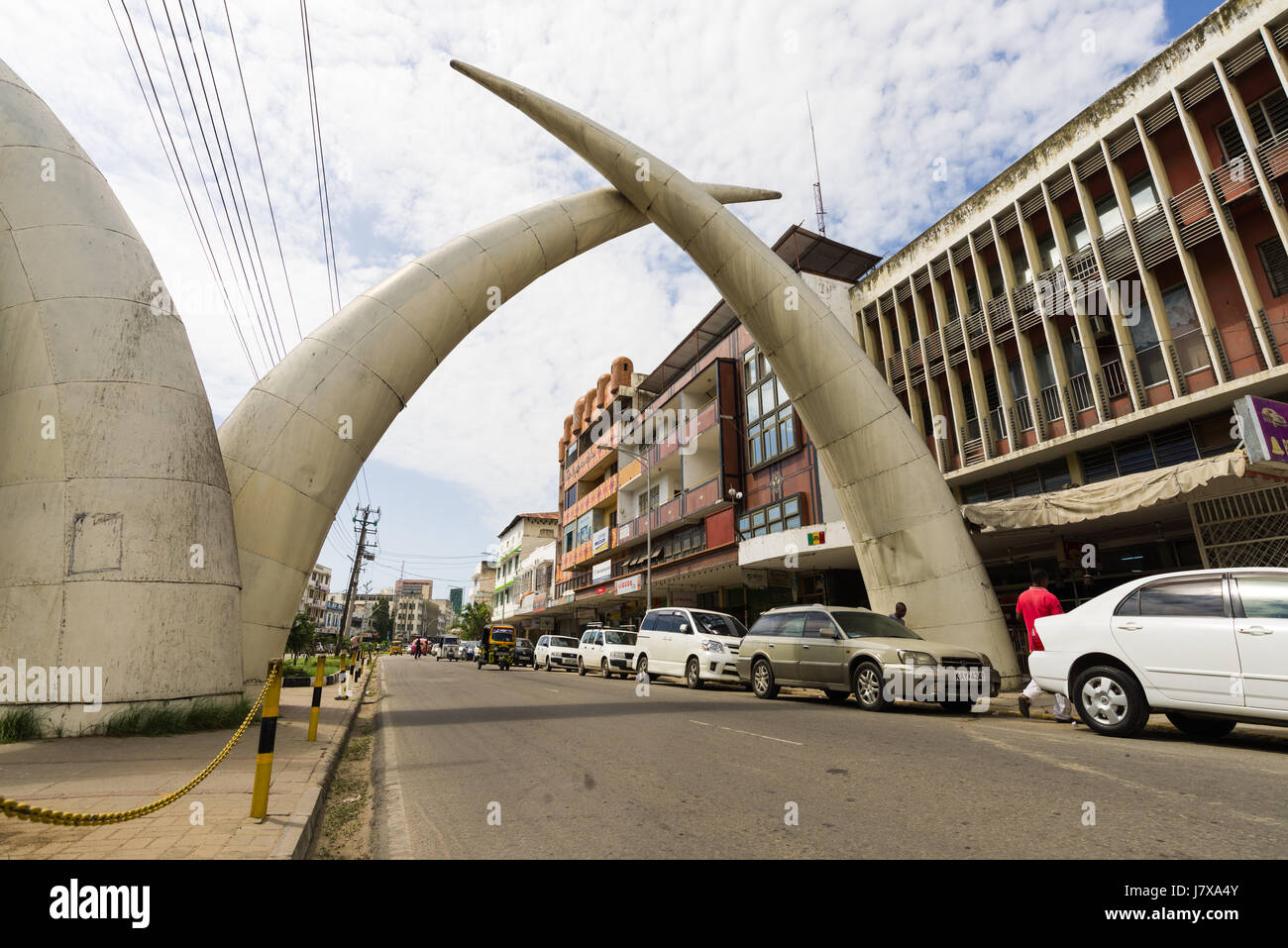 Die Stoßzähne über Moi Avenue in Mombasa, Kenia Stockfoto