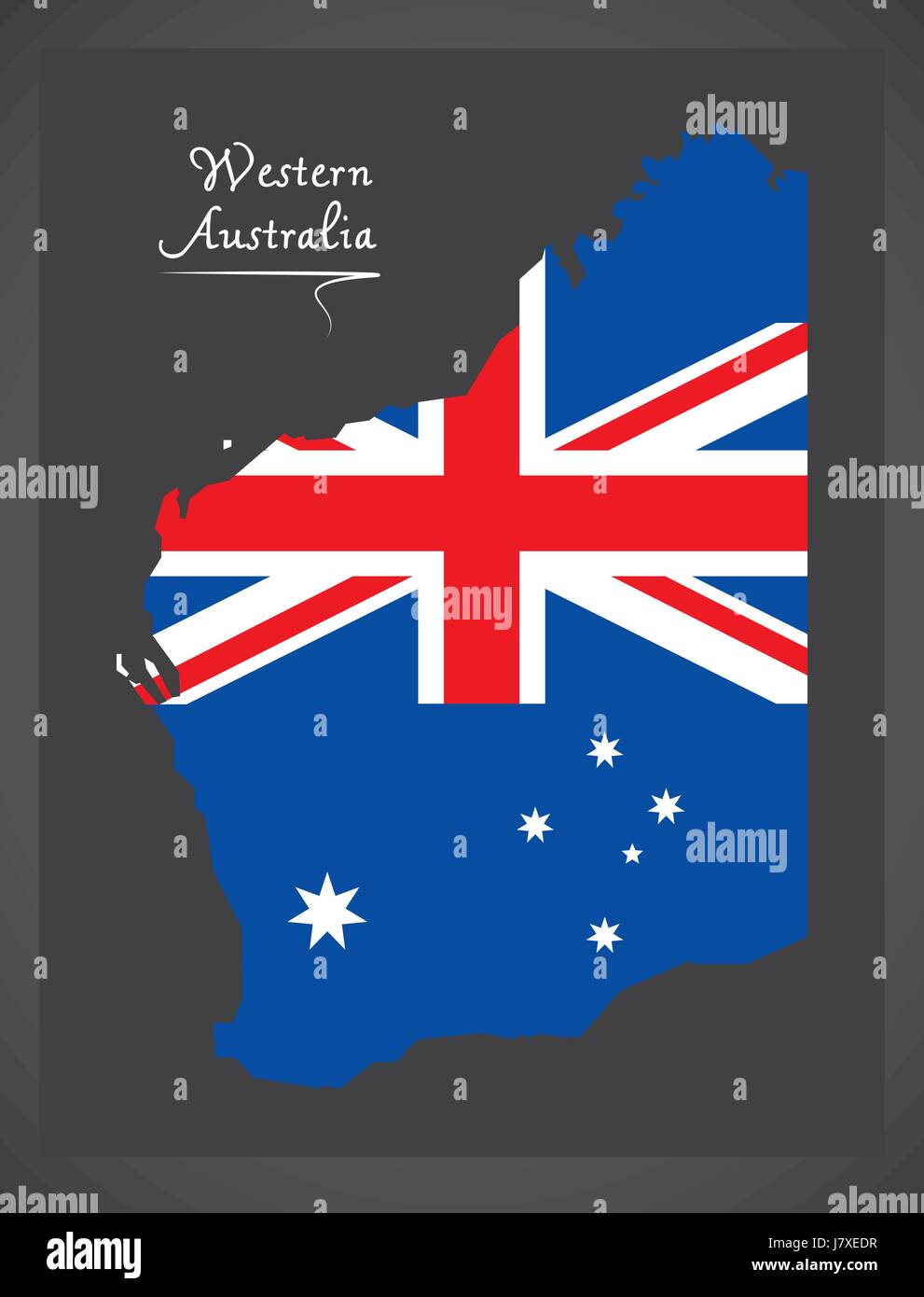 Western Australia-Karte mit australischen Nationalflagge illustration Stock Vektor