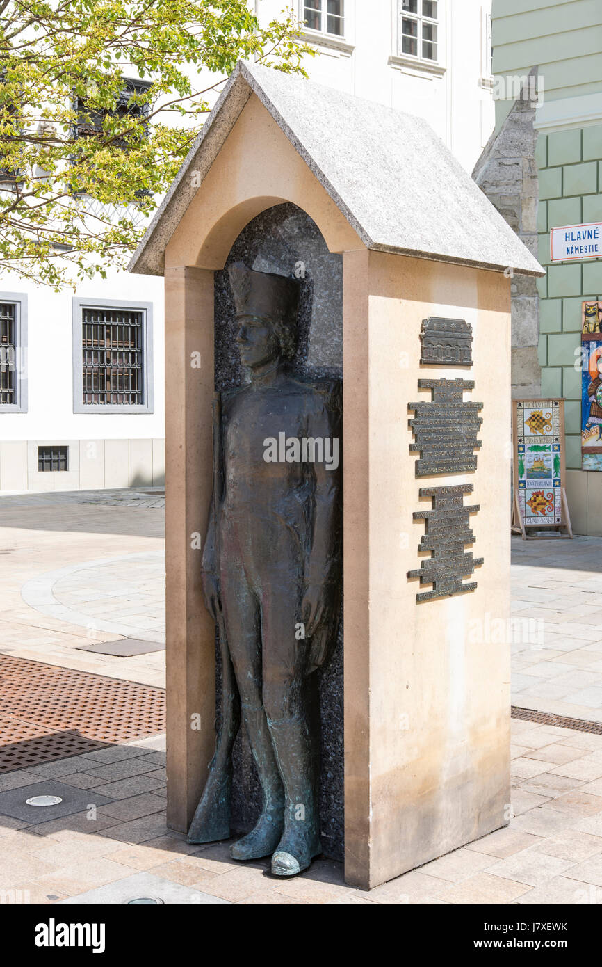 Wächter Stand Statue in Bratislava Stockfoto