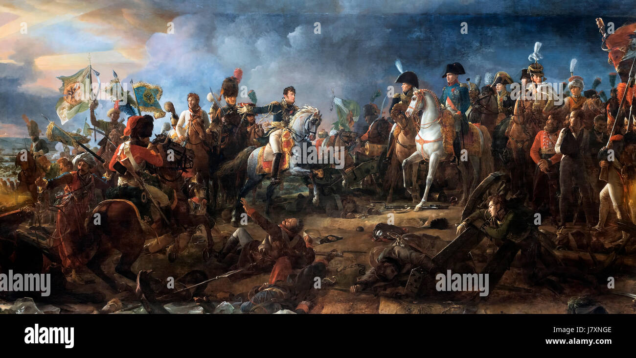 Napoleon Bonaparte in der Schlacht von Austerlitz am 2. Dezember 1805 von Francois Gerard, Öl auf Leinwand, 1810. Die Schlacht war das wichtigste der napoleonischen Kriege, mit einem entscheidenden Sieg für Frankreich. Stockfoto