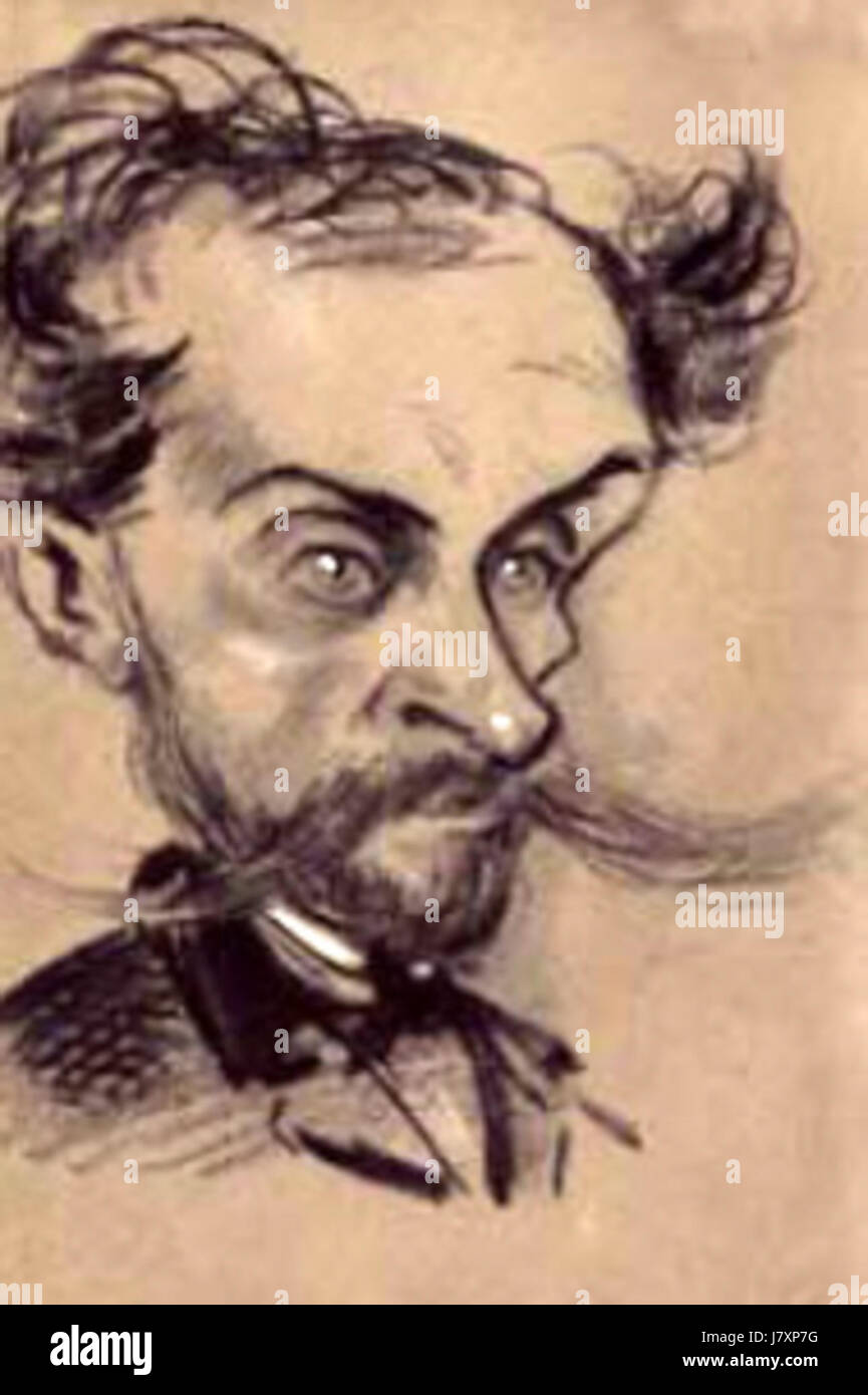 Ein Porträt von Alphonse Royer, aufgenommen vom berühmten Fotografen Nadar. Dieses Bild veranschaulicht die Porträtfotografie aus dem 19. Jahrhundert und hebt den Ausdruck Royerâ und den fotografischen Stil der Epoche hervor. Stockfoto