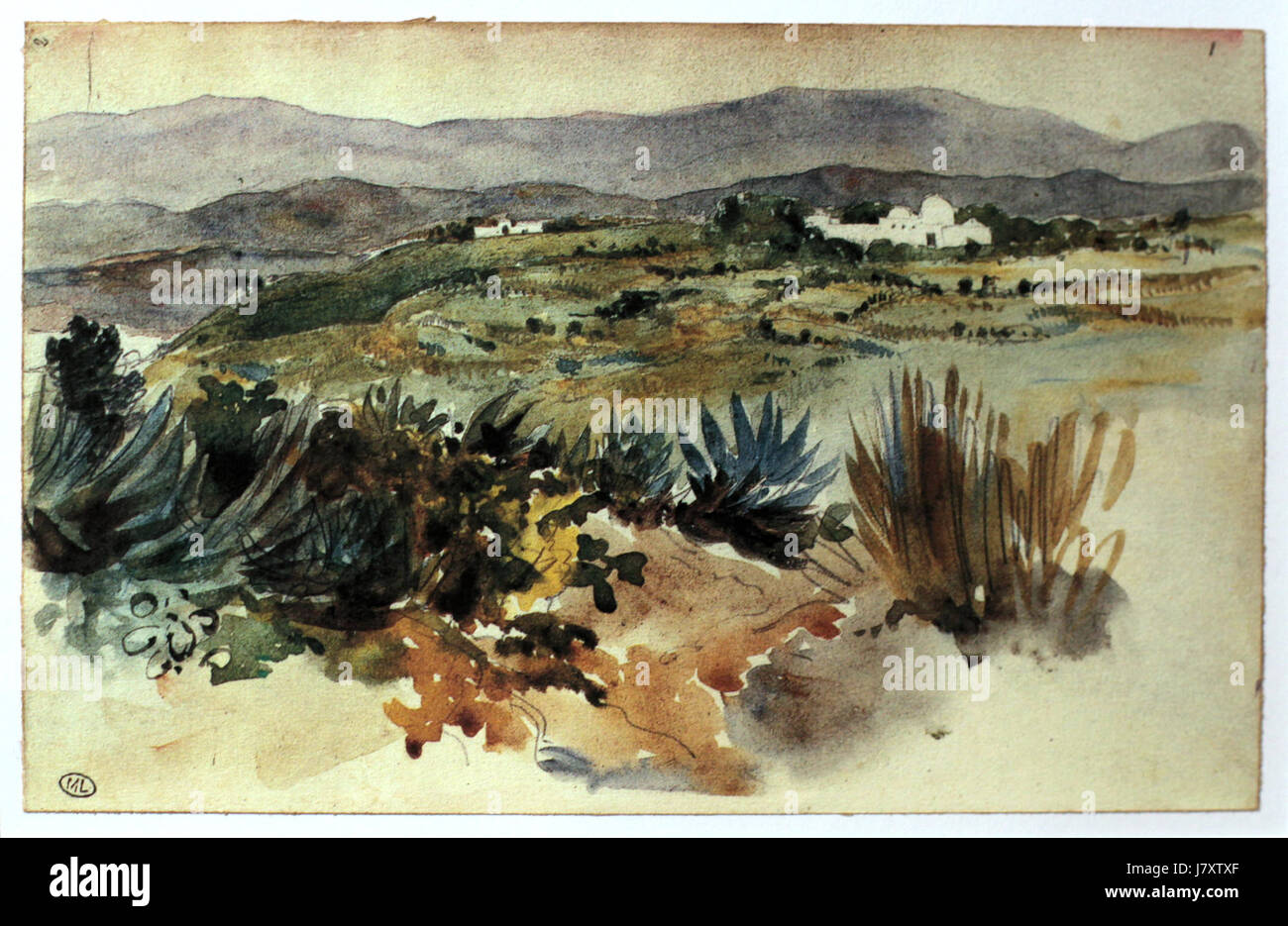 Dies bezieht sich auf ein Bild eines Werkes von EugÃ¨ne Delacroix, einer der Hauptfiguren der romantischen Bewegung. Delacroix ist bekannt für seine dynamischen Kompositionen, lebendigen Farben und dramatischen Motive, die oft tiefe Emotionen und historische Themen widerspiegeln. Stockfoto