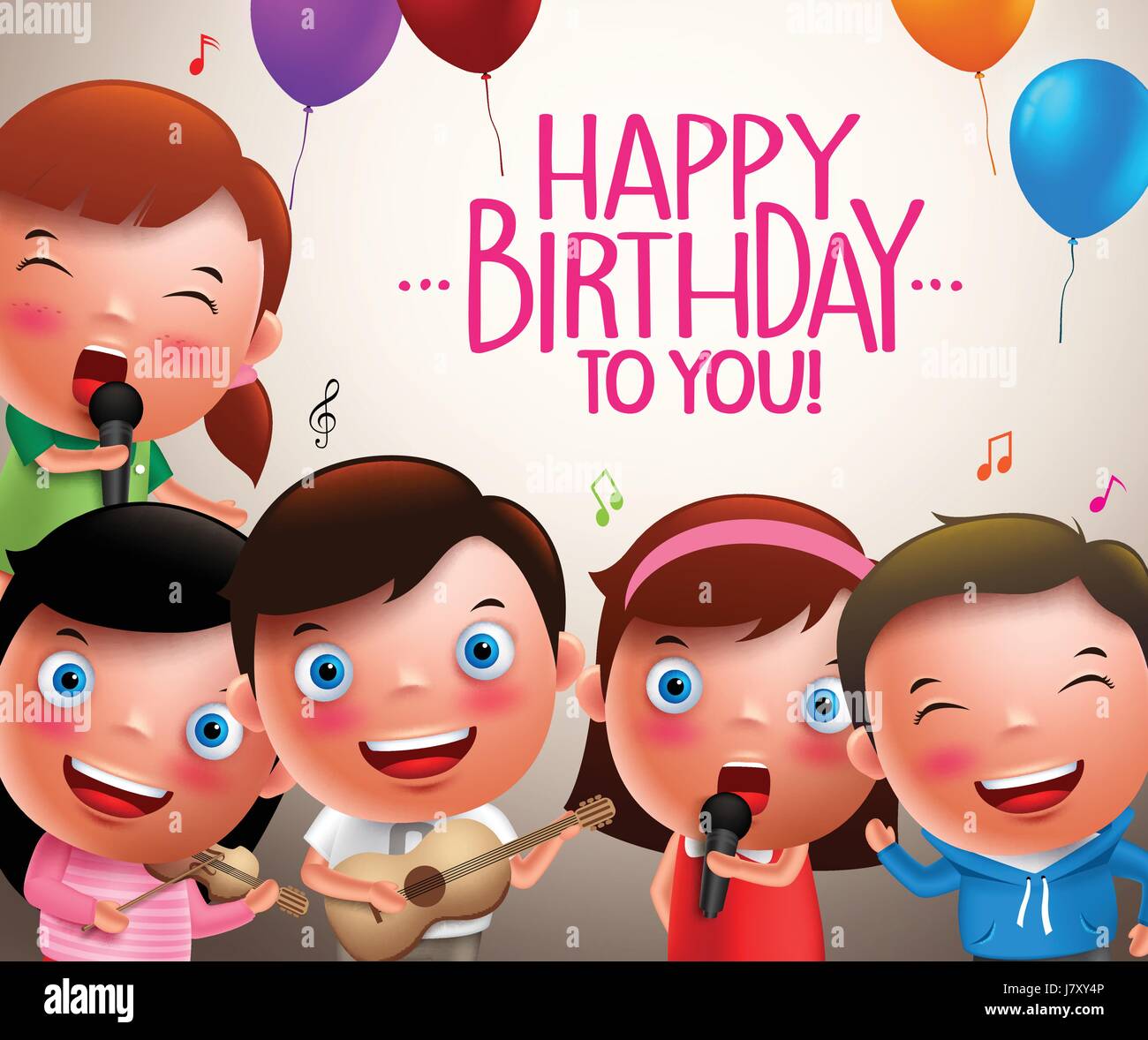 Download Kinder Vektor-Zeichen singen happy Birthday und glücklich ...